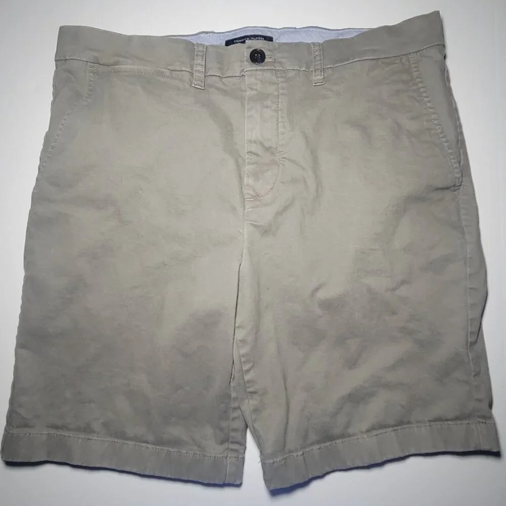 Tommy Hilfiger Mens Gray Chino Style 5 Pocket Shorts Size 34